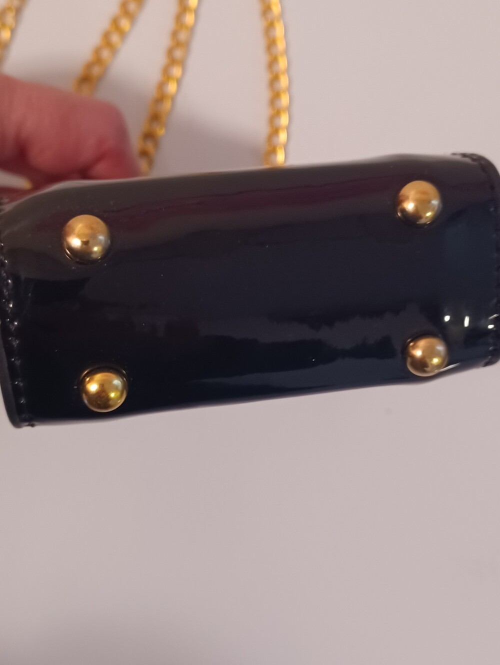 Patent Mini Tote - Black with Gold Chain - Picture 6 of 6